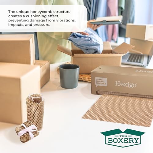The Boxery Honeycomb Packing Paper 15”x3600” (300’) Self Dispensed Box, Cushioning Wrap, Box Filler, Void Filling, Shipping & Moving Supplies, Alternative to Plastic Bubble|Eco Friendly-Small Business - size: Box Dispenser - 15"x300 FT.