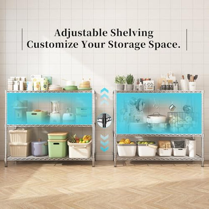 45" Small Wire Shelving Unit, 3-Tier Utility Storage Rack - color: Chrome, size: 45" L x 20" W x 47" H
