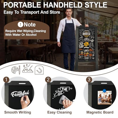 Magnetic Portable A-Frame Chalkboard Signs, 40" × 20", Black - color: A-portable-black