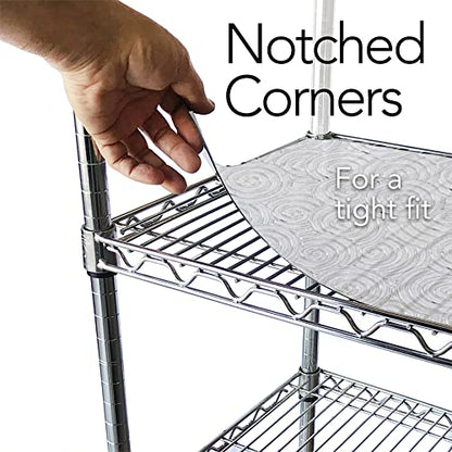 RESILIA Shelf Liner Set for Wire Shelving Units – 5 Pack, 18 Inches x 36 Inches, Clear Swirl Spiral Pattern, Anti-Slip, Heavy Duty, Made in The USA, for Kitchen, Bathroom, Garage Storage, Made in USA - size: 18" x 36" (Pack of 5)