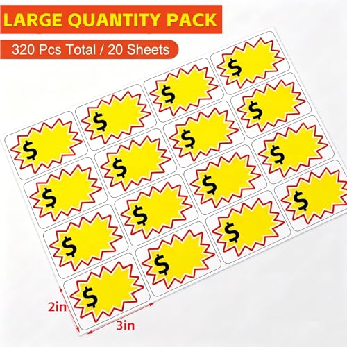 Garage Sale Stickers PP Synthetic Paper Removable Adhesive Price Tag Labels - size: 2x3