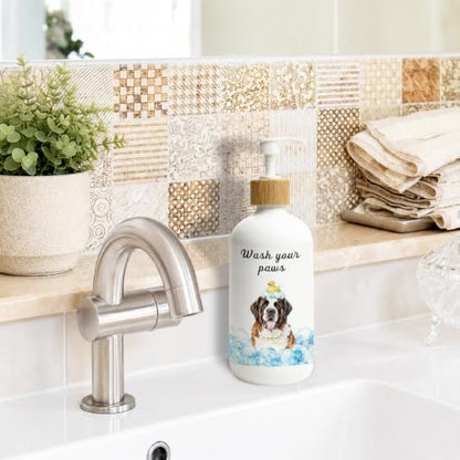 Saint Bernard Gifts Glass Soap Dispenser with Pump - color: Bernard