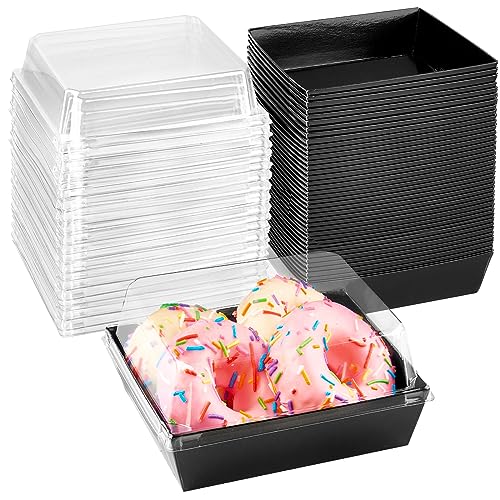 Ocmoiy Charcuterie Boxes with Clear Lids, 5 Inches, 50 Pack, Black - color: Black