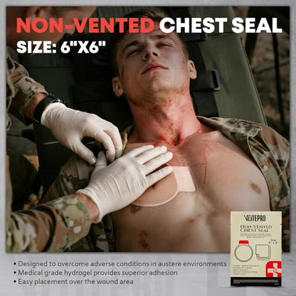 2Pcs Chest Seal Non-Vented, 6" Round Sterile Occlusive Adhesive Dressing, Emergency Trauma First Aid Supplies, IFAK Refill & Medical Supplies for Sucking Chest Injuries & Gunshot (2Pcs)