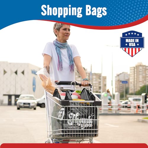 Fuxury 96000 (96K) Count Black Plastic Thank You T-shirt Bags Made in USA - color: Black, size: 96000 Count
