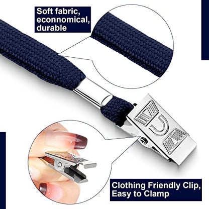Marspark 100 Sets 4"x3" Name Badge Holder with Lanyard Bulk, Dark Blue - color: Dark Blue