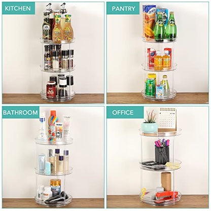 URALFA 3 Tier Lazy Susan Organizer, 9 Inch Clear Rotating Makeup Organizer - size: 9 Inch / 3 Tier / 1 Pack