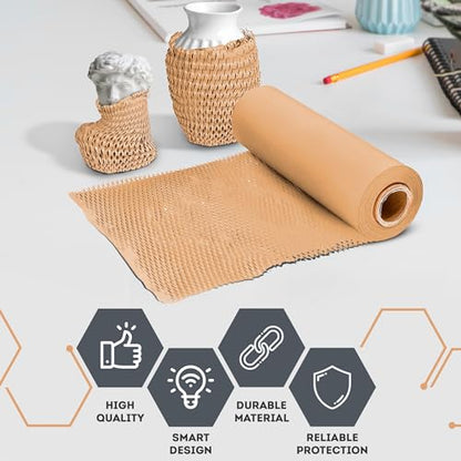 APQ Supply Honeycomb Packing Paper Brown, 15 Inch x 100 Feet, Eco Friendly Shipping Supplies for Small Businesses, Warehouses, and E-Commerce Fulfillment - style: Brown / Pack of 1