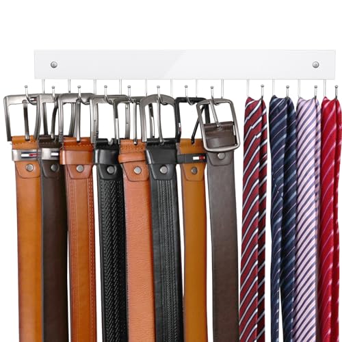 Belt Hanger Wall Mounted, Wooden Belt Organizer - color: White, size: 1 Pack-Belt