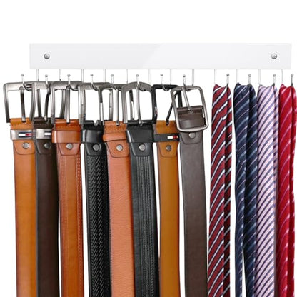 Belt Hanger Wall Mounted, Wooden Belt Organizer - color: White, size: 1 Pack-Belt