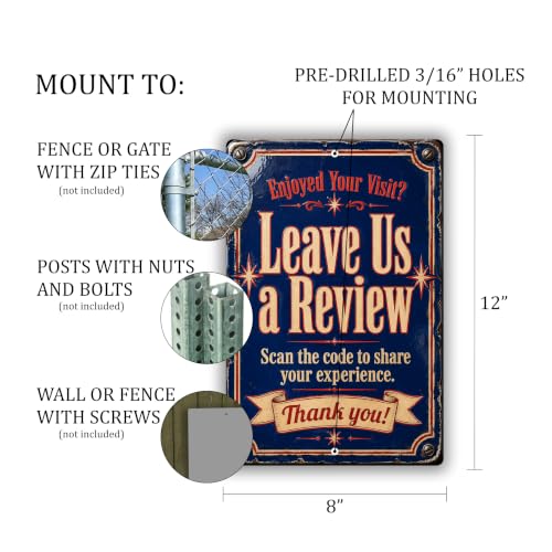 Leave Us a Review Vintage Enamel Business Sign - style: Leave Us a Review