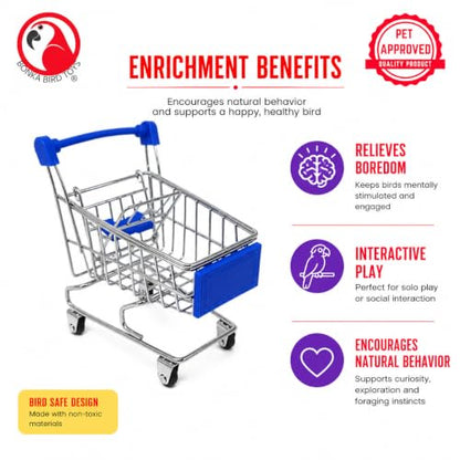 Bonka Bird Toys 2297 Mini Shopping Cart Steel Bird Toy for Small Birds - color: Red