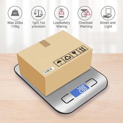 Digital Shipping Scale, Kitchen Scale Stainless Steel, Accurate 10kg/1g Rechargeable Small Postal Scale for Packages, Small Business, Handmade, Liquids, Jewelry, Boutique(Silver Black) - color: Silver black Rechargeable(10kg/1g)
