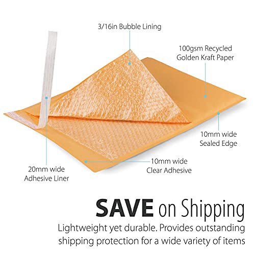 Fosmon 12x16-30 Pack #6 Kraft Bubble Mailer, Padded Shipping Envelopes for Book, Magazine, Documents - size: 30 Pack