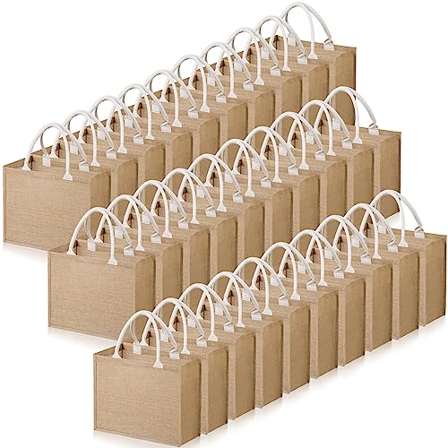Silkfly 30 Pack Burlap Tote Bags Bulk Large Reusable Bag, Jute