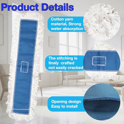 36 inch (1-Cotton 1-Fiber) Microfiber Dust Mop Head Replacements Pads, Large Commercial Mop Head Replacement for Industrial Dust Mop Head Floor Cleaning, Office, School, Restaurant, Hospital Reusable - size: 1-Cotton-1-fiber