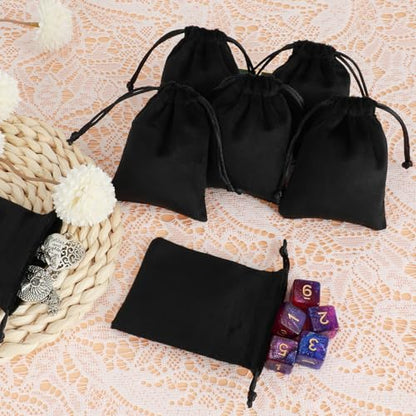 Tapleap 12Pcs Small Jewelry Bags, 2¾x 3½” Black Velvet Drawstring Pouch - color: Black, size: 2¾ x 3½in