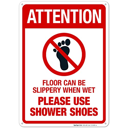 Floor Can Be Slippery When Wet Sign, - size: 10x14