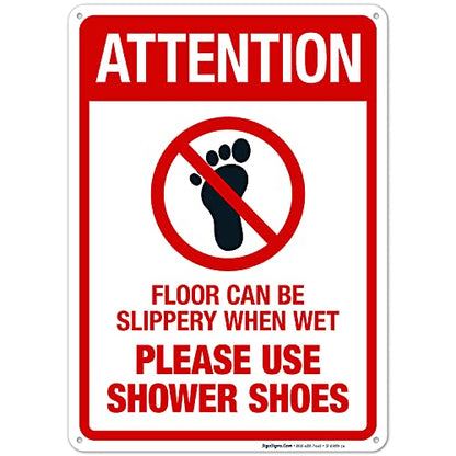 Floor Can Be Slippery When Wet Sign, - size: 10x14