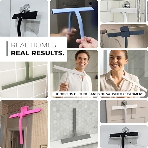 GÜTEWERK Silicone Shower Squeegee with 3-in-1 No-Drill Mount, Grey, 11'' - color: Gray, size: 11 Inches