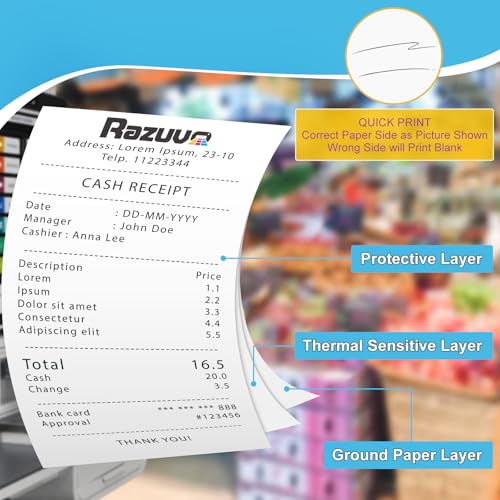 3 1/8 X 273 Thermal Receipt Paper Rolls- Fits All Pos Cash Registers, For Clover POS Cash Register Printers-Premium Quality German Paper- 50 Rolls - size: 50 Rolls- 3 1/8 x 273 thermal paper