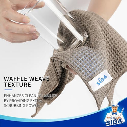 MR.SIGA Waffle Pattern Microfiber Cleaning Cloths, 6 Pack, Sandy Brown - color: Sandy Brown