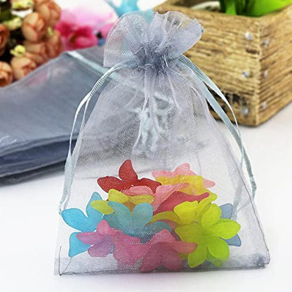 Sheer Organza Gift Bags 50 Count Drawstring 4x6 inch Silver Grey - color: Grey 4x6in 50pc