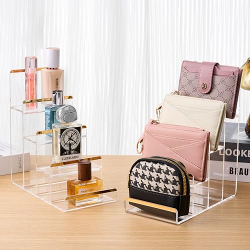 2 Pack Acrylic Wallet Display Stands, 4-Tier Purse Display Stands - size: 4 Tier (2 Pack)