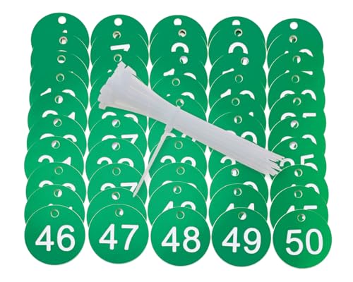 ONLYKXY Plastic Number Tag 1-50 Numbered Marking Identification Hang Tags Luggage Labels ID Tag with Rings for Organized Coded Key Box Cabinet Plant Coding Tag (Green) - color: Green