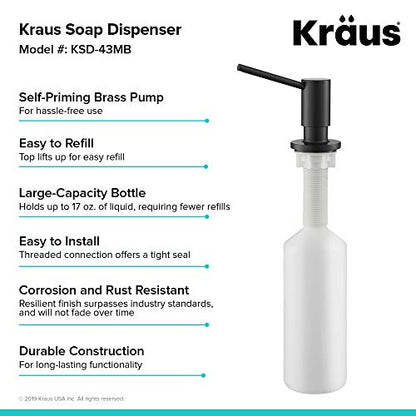 KRAUS Kitchen Soap and Lotion Dispenser in Matte Black, KSD-43MB - color: Matte Black