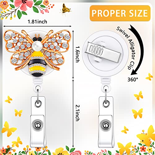 Teling 10 Pcs Butterfly Badge Reels Retractable Butterfly Animal Style Bling Rhinestone Badge Holders with Alligator Clip for Nurse ID Name Card Teacher Students Volunteers and Employees - style: Butterfly Style
