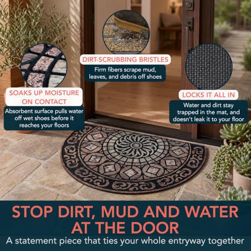 ubdyo Front Door Mat Outside Entrance - Terracotta, 23" x 36" - color: XL Terracotta Round