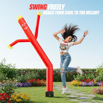 6ft Red Inflatable Waving Tube Man with Blower - color: Red