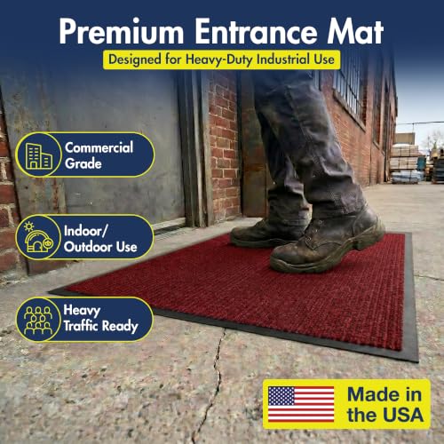 Notrax 109 Industrial Door Mat, 2' x 3' Red, Made in the USA - color: Red / Black, size: 2' x 3' (Rectangular)