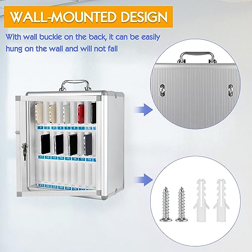 30 Slots Aluminum Alloy Cell Phone Locker, Phone Holder for Classroom - size: 30 Slots Transparent
