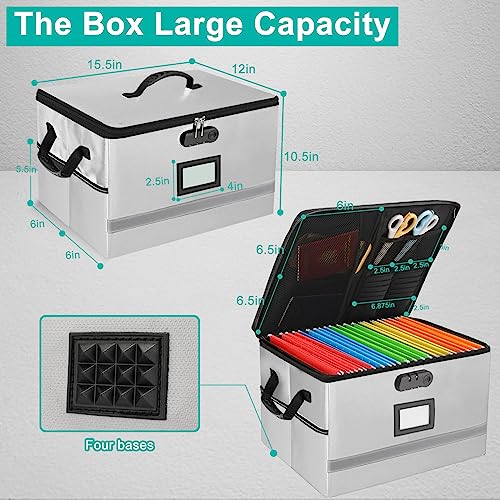 EXLIFBAG Fireproof File Organizer with Lock, 1 Layer - color: Grey, size: 1 Layer