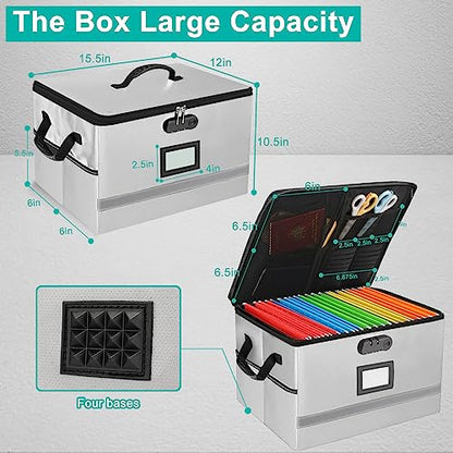 EXLIFBAG Fireproof File Organizer with Lock, 1 Layer - color: Grey, size: 1 Layer