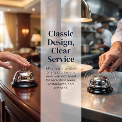 Veemoon Service Bell Classic Reception Bell for Restaurant Home Kitchen Desk Call 3.93 X 3.93 X 2.75 in 1 Pack