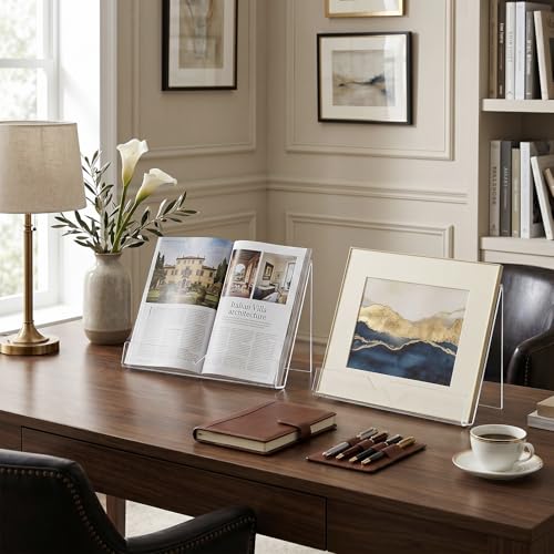 MyGift Modern 4 mm Premium Clear Acrylic Cookbook Holder, Recipe Book Stand, Magazine Display Rack, Set of 2 - size: 2 Stands