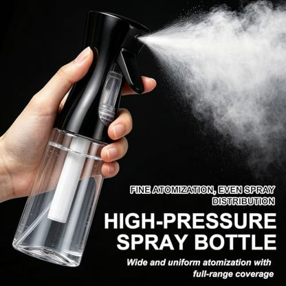 3 Pack Continuous Spray Bottle Atomizing Mister for Hair,Plants,Cleaning,Travel Fine Mist Water Spray Bottles for Styling,Refillable Empty Spray Bottles,Black Transparent(200ml+300ml+500ml) - color: L