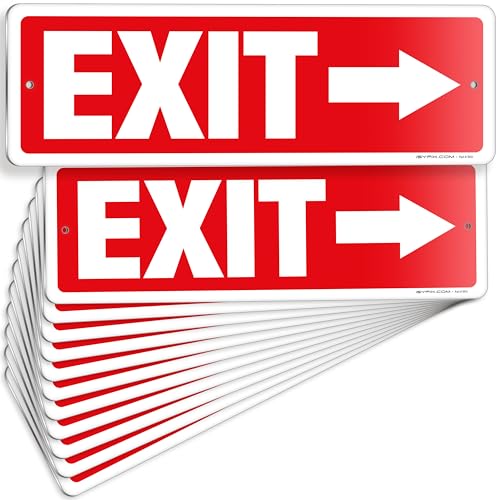 iSYFIX Exit Signs 12 Pack 12x4 Inch with Directional Right Arrows - color: Metal Right, size: 12 Pk 12x4