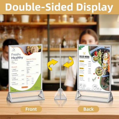 PPH-Sisy 4x6 Acrylic Sign Holder, 6 Pack Silver Picture Frames Table Top Sign Holders Flyer Menu Holder, Double-Sided Photo Frames Clear Display Stand for Wedding Party Home Office - color: Silver, size: 4x6-6 Pack