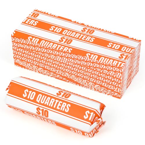 THEBLUETOUCH 100 pcs White Kraft Flat Coin Wrappers for Quarters - size: 100 Quarter Only