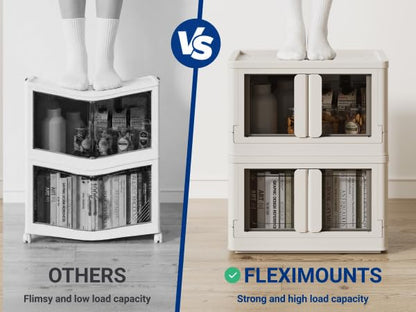 FLEXIMOUNTS 110 QT Stackable Plastic Storage Bins With Lids, Milky White - color: Milky White, size: 37 Qt-3 Pack