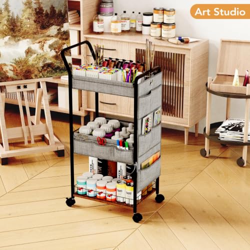 BBLIKE Diaper Caddy Organizer, Baby Cart with Basket and Side Pockets - style: Basket-Grey
