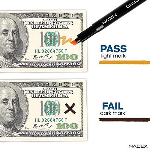 Nadex Counterfeit Pen, Easy Swipe - Gold for Real, Black for Fake, Detect Counterfeit Bills (6 Pack) - size: 1 Count (Pack of 6)