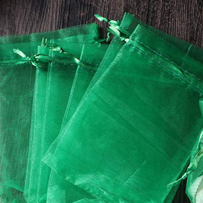 Pack of 50 Sheer Organza Mesh Drawstring Gift Bags 5x7 Inch Green - color: Green 5x7in 50pcs