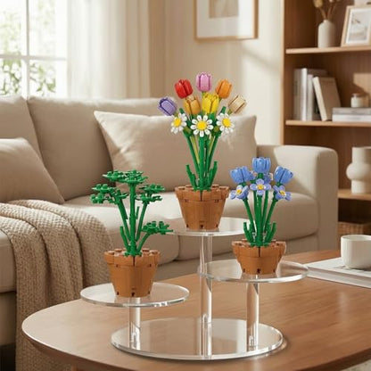 NiHome 3-Tier Acrylic Stand Risers for LEGO Botanical, Figurine Shelf Clear - color: Clear,1 PCS