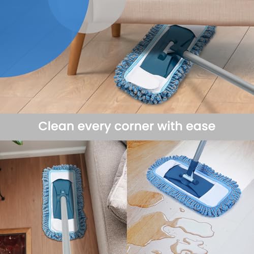 TrueYee Dust Mop for Hardwood Floors with 57" Long Handle Wet & Dry Mops for Catching Pet Hair and Dust Bunny Microfiber Dust Mops for Vinyl, Wood, Tile, Laminate Flooring - size: 57" Long Handle