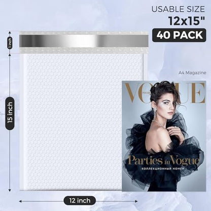 Metronic Bubble Mailers 12x15 Inch 40 Pack Large Padded Envelopes White - color: White, size: 12x15" 40PC